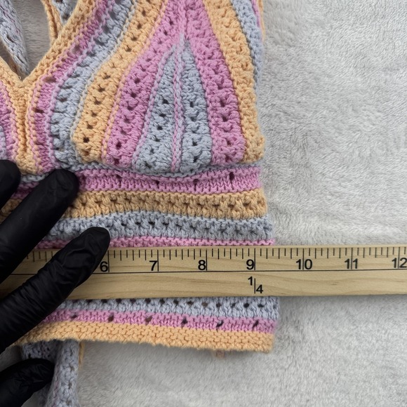 Hollister Crop Top Womens‎ XS Crochet Knit Boho Striped Halter Festival Summer - Picture 4 of 4